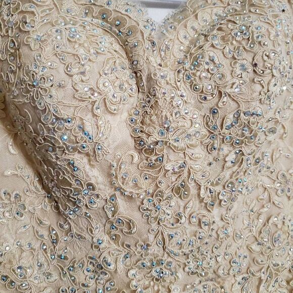 Champagne Color Wedding Gown Size XS/S Petite - Picture 5 of 12